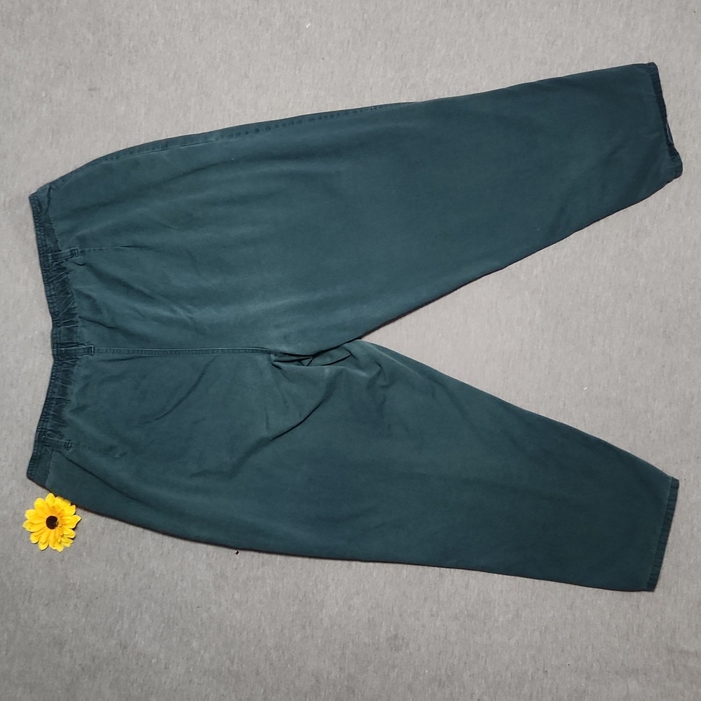 RARE! Vintage Plus Size Curvy High Rise Baggy Forest Green Trousers Pants Slacks - Picture 4 of 12